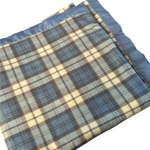 True North Plaid Blue and Cream Blanket